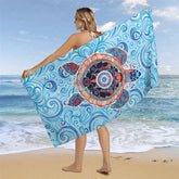 Aperturee - Aperturee Underwater Sea Turtle Animal Custom Name Beach Towel